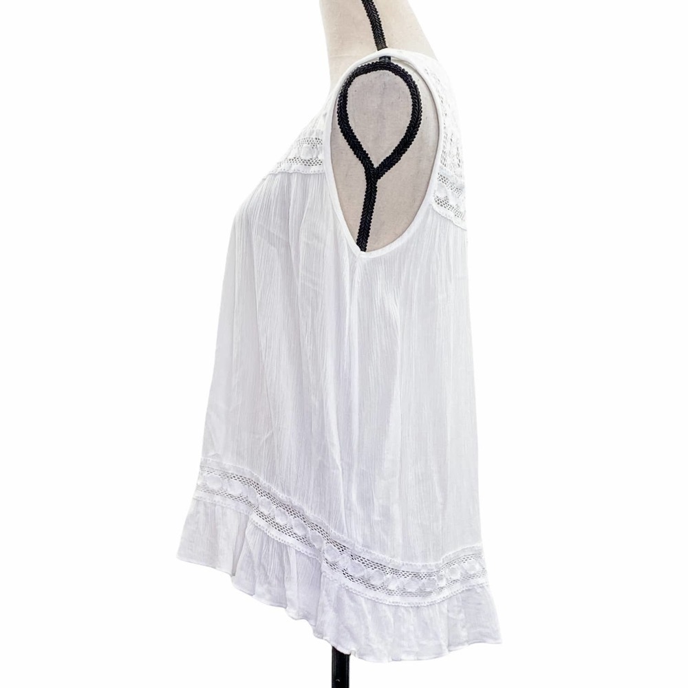 SPEED Limit MPH White Sheer Lace Yoke Sleeveless Crochet Blouse - Picture 3 of 12